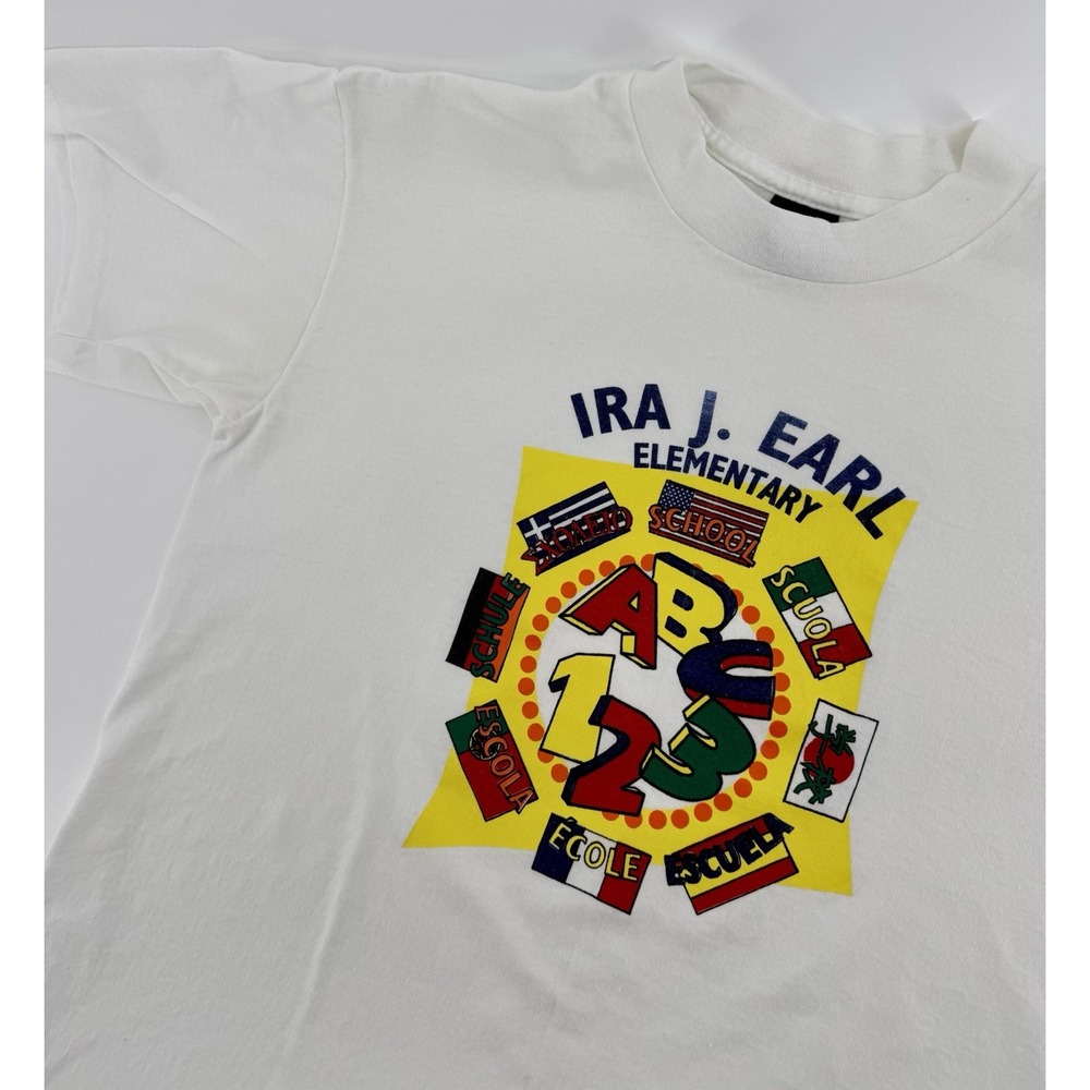 Vintage 90s Ira J Earl Elementary School T-Shirt Size M USA Made Single Stitch - Picture 2 of 10
